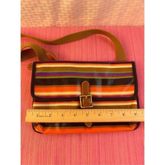Fossil striped 9.5x7" crossbody adjustable straps multi-colors - Picture 5 of 6
